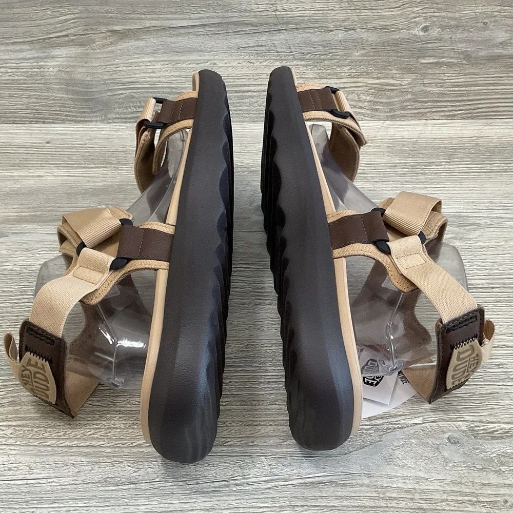 Hey Dude Carson Outdoor Sandals Men's Size 13 Sport Mode Tan Brown Comfort